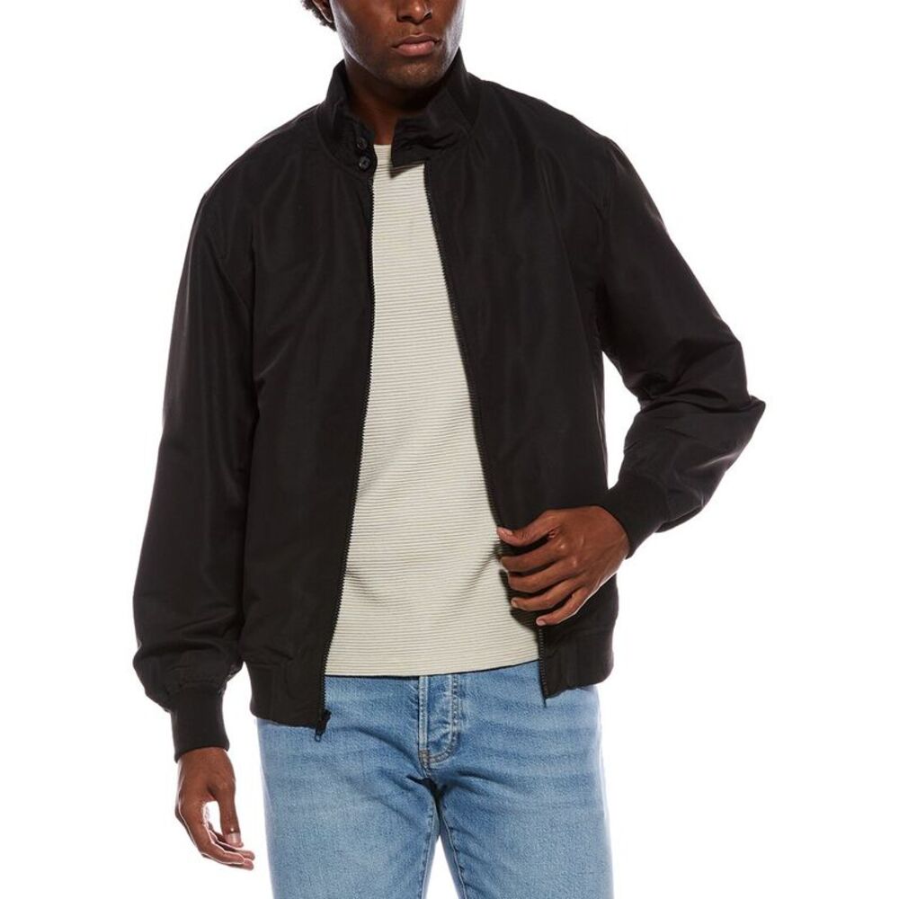 Slate & Stone Mens Solid Bomber Jacket, Black